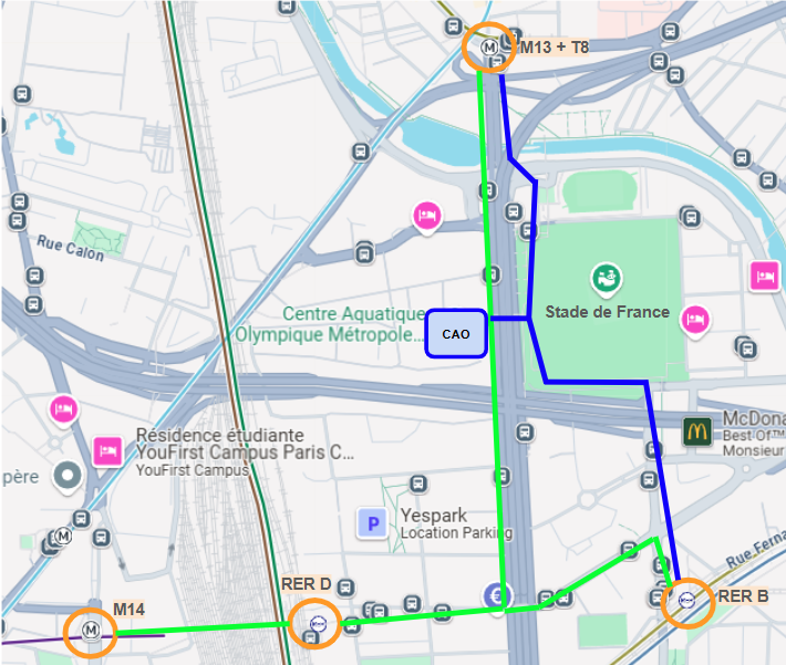 Chemin d'accès piétons au CAO